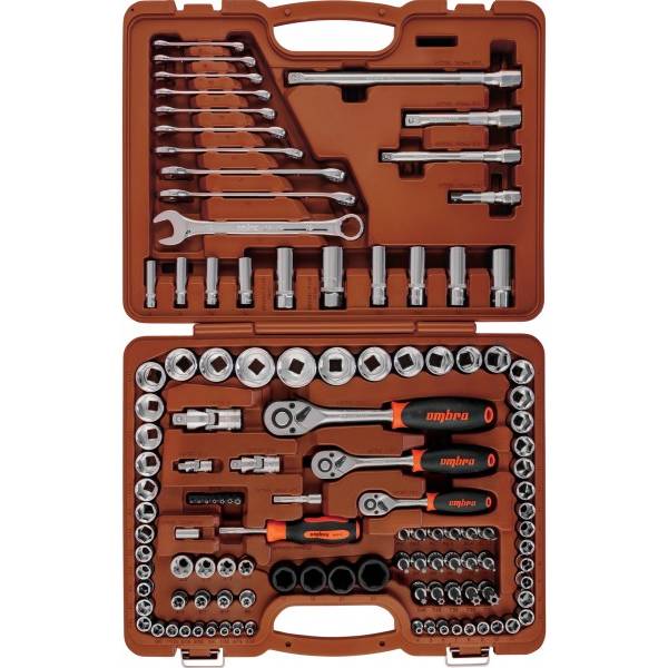 55545 Специальный набор инструмента, торцевые головки 1/4", 3/8", 1/2"DR, 4-32 мм и SAE 5/32"--1-1/4