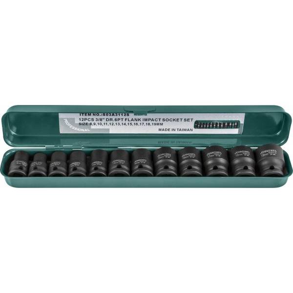 Набор головок торцевых ударных 3/8"DR, 8-19 мм, 12 предметов Jonnesway S03A3112S