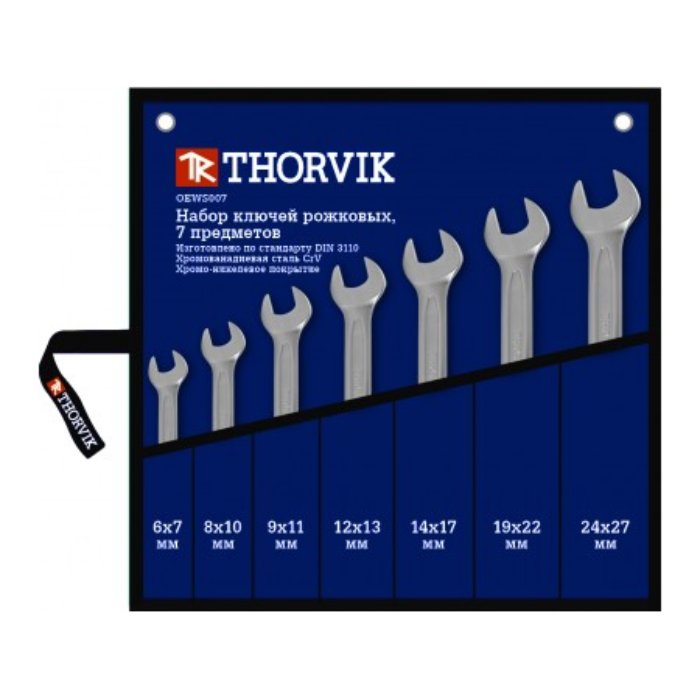 Набор ключей гаечных рожковых в сумке, 6-27 мм, 7 предметов Thorvik OEWS007