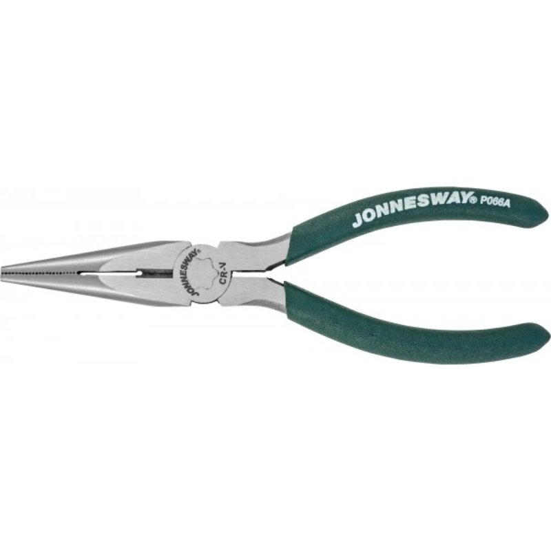 Длинногубцы прямые, с ПВХ рукоятками, 160 мм Jonnesway P066A