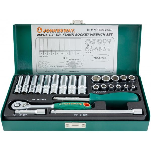 Набор инструментов 1/4"DR, 25 предметов Jonnesway S04H2125S