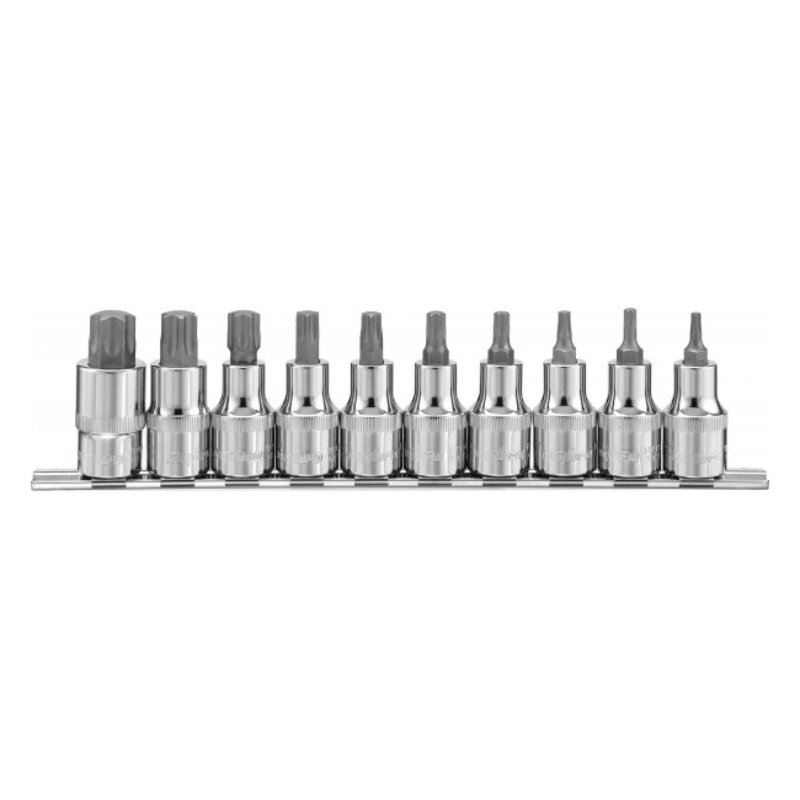 Набор насадок торцевых 1/2"DR с вставками-битами TORX® на держателе, T20-T70, 10 предметов Ombra 912910