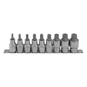 Набор насадок торцевых 1/2″DR с вставками-битами SPLINE на держателе, M5-M18, 9 предметов Ombra 912779