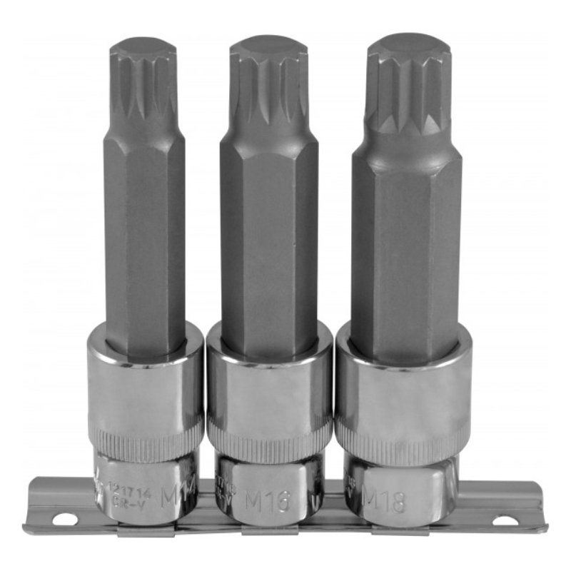 Набор насадок торцевых 1/2"DR с вставками-битами SPLINE на держателе, M14-M18, 100 мм, 3 предмета Ombra 921703