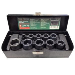 Набор головок ударных 10пр., 1/2″ 6гр.(10,12,13,14,15,17,19,21,22,24), в металлическом кейсе ROCKFORCE RF-4101-5MPB